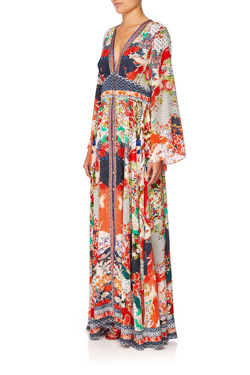 KIMONO SLEEVE DRESS WITH SHIRRING DETAIL STAR GIRL