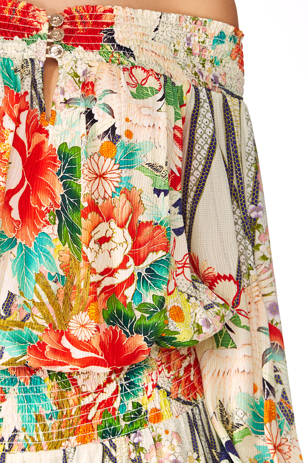 CAMILLA MS MAIKO OFF SHOULDER SHIRRED DRESS