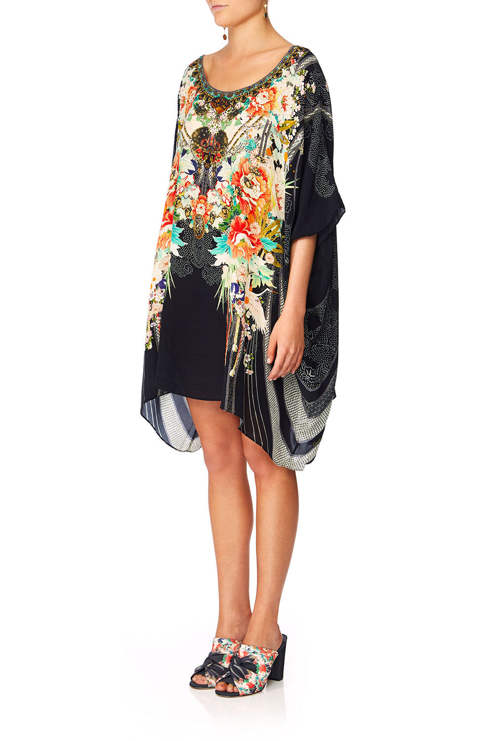 SHORT ROUND NECK LOUNGE KAFTAN DRAGON LADY