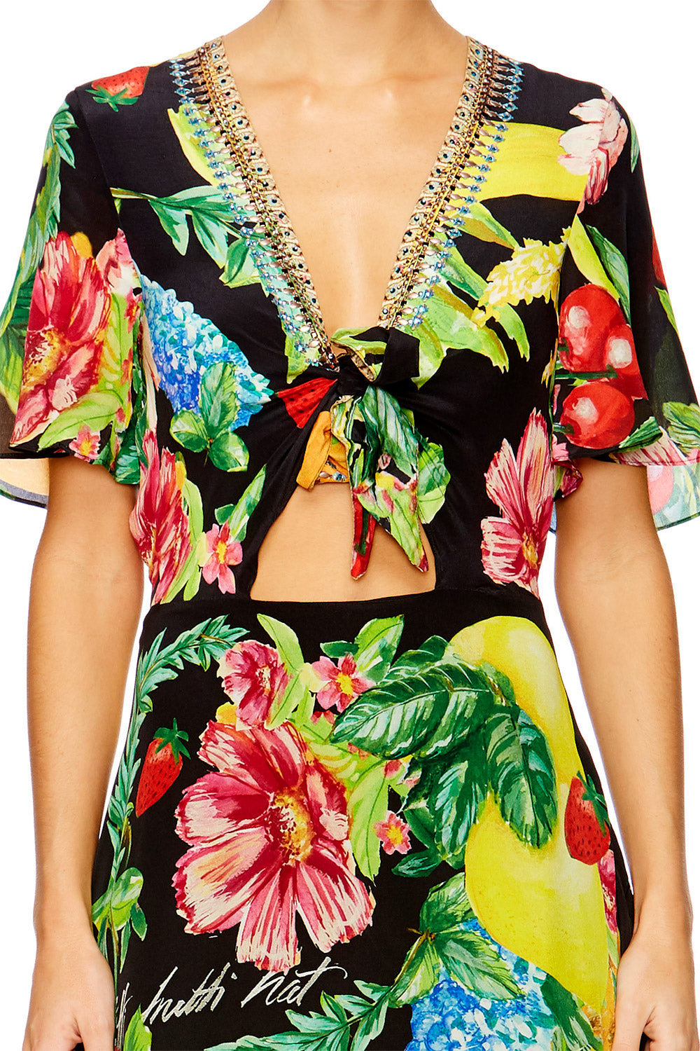 CALL ME CARMEN TIE FRONT MAXI DRESS