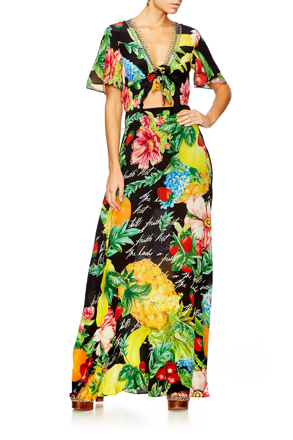 CALL ME CARMEN TIE FRONT MAXI DRESS