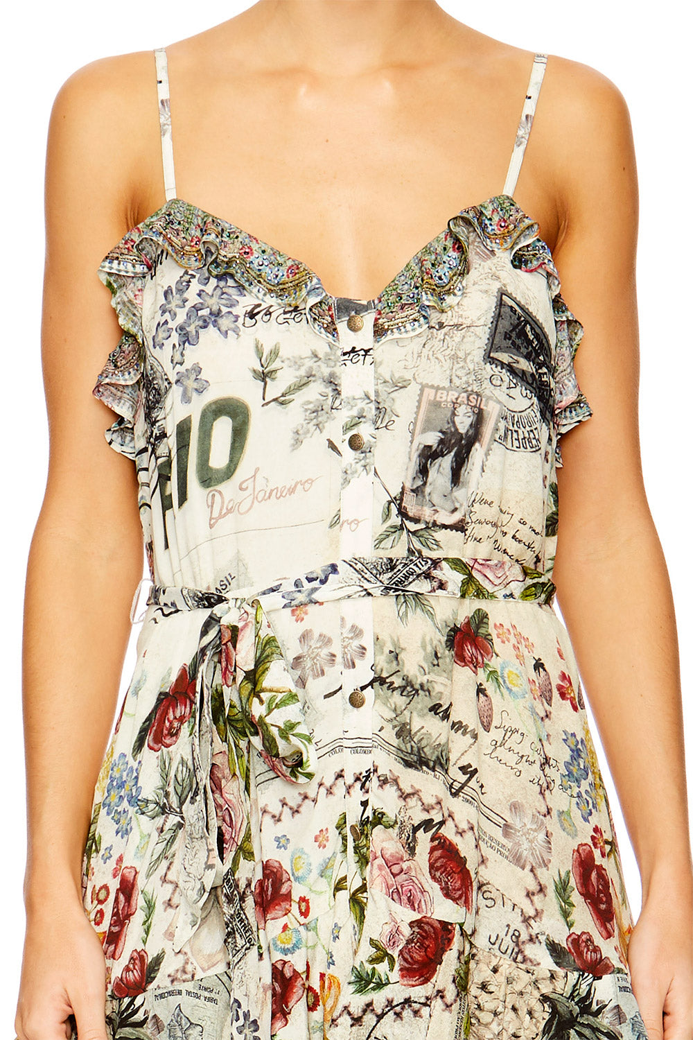 MEMORY LANE MINI BUTTON DOWN FRILL DRESS