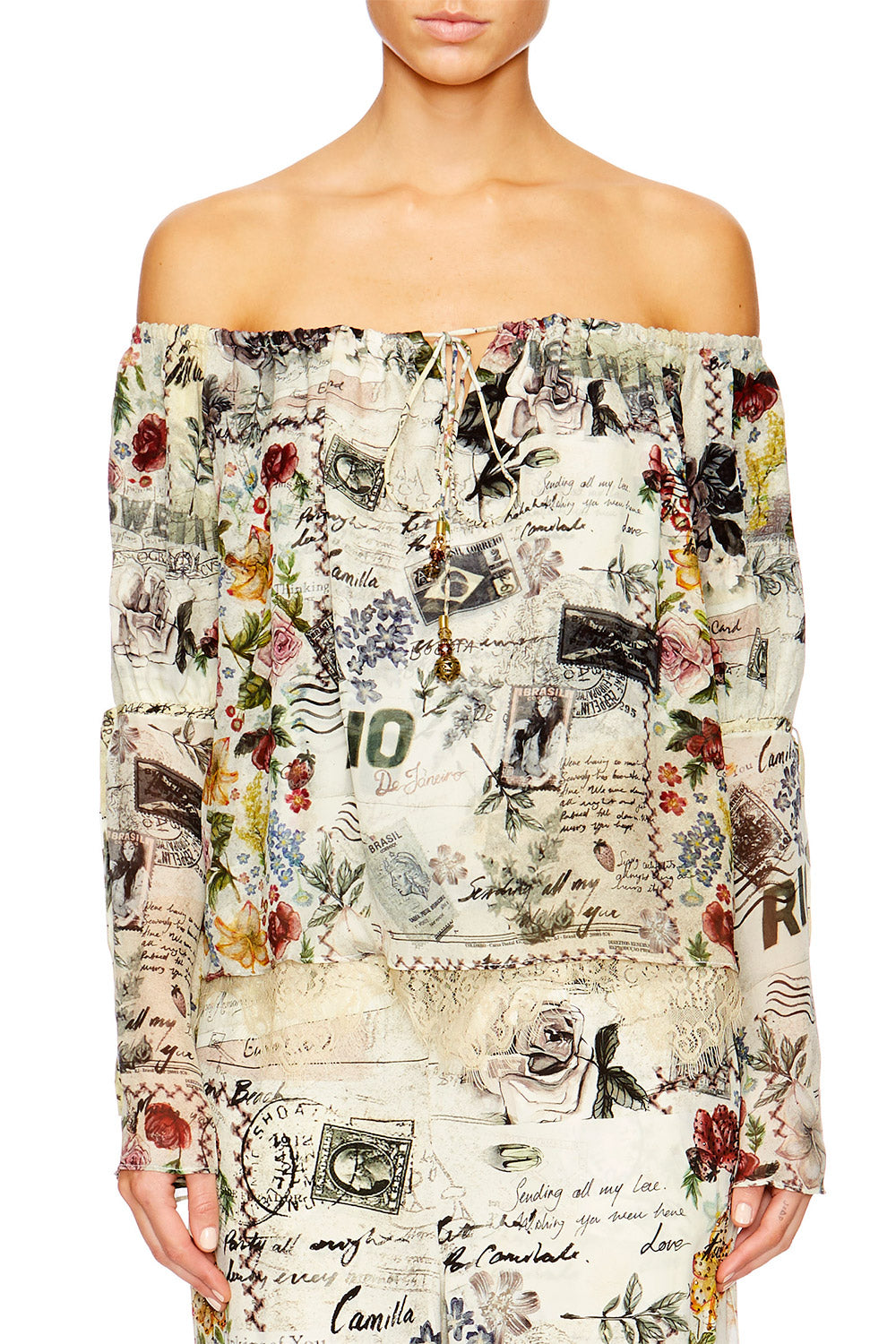 MEMORY LANE DROP SHOULDER BELL SLEEVE TOP