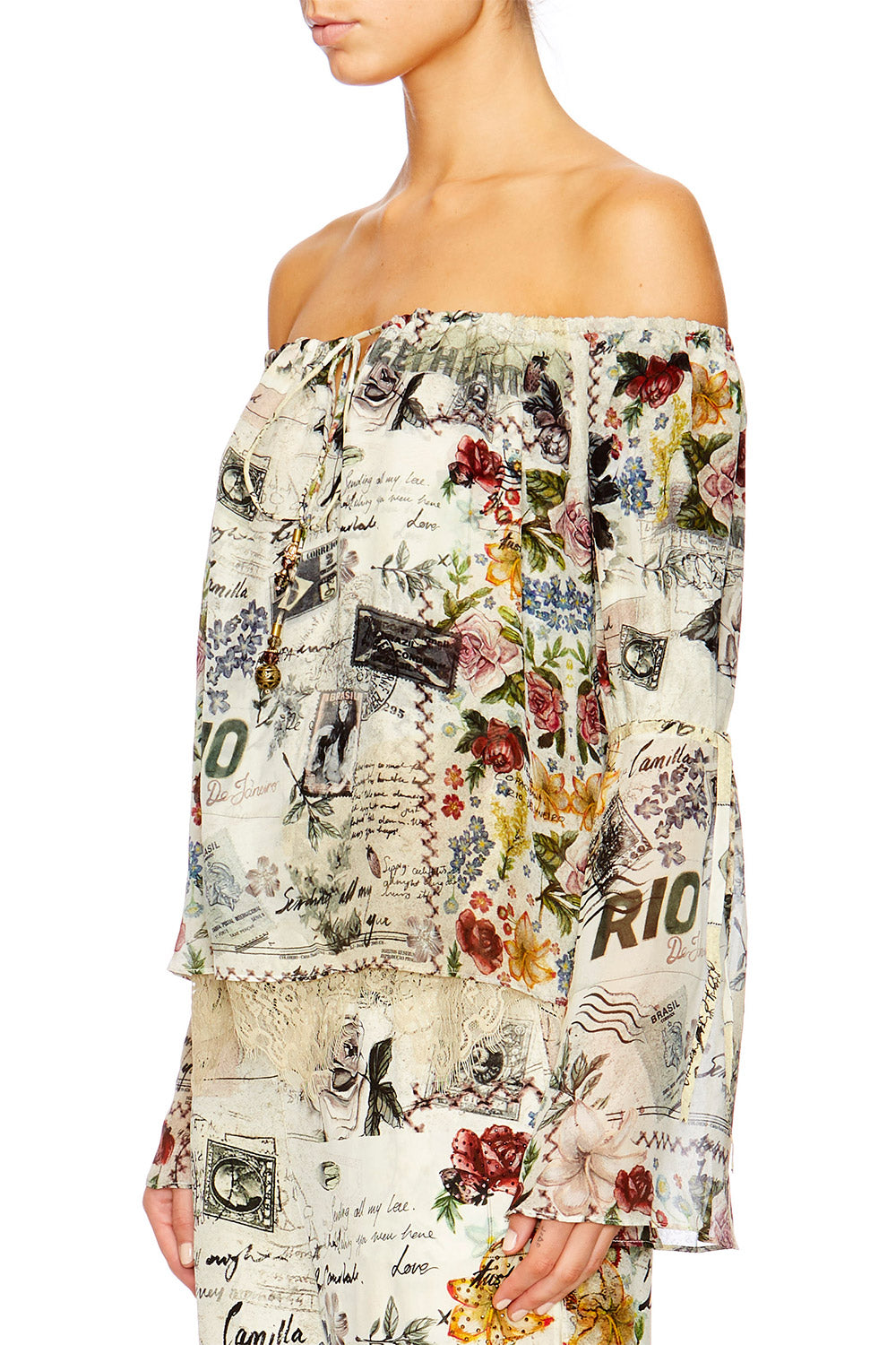 MEMORY LANE DROP SHOULDER BELL SLEEVE TOP