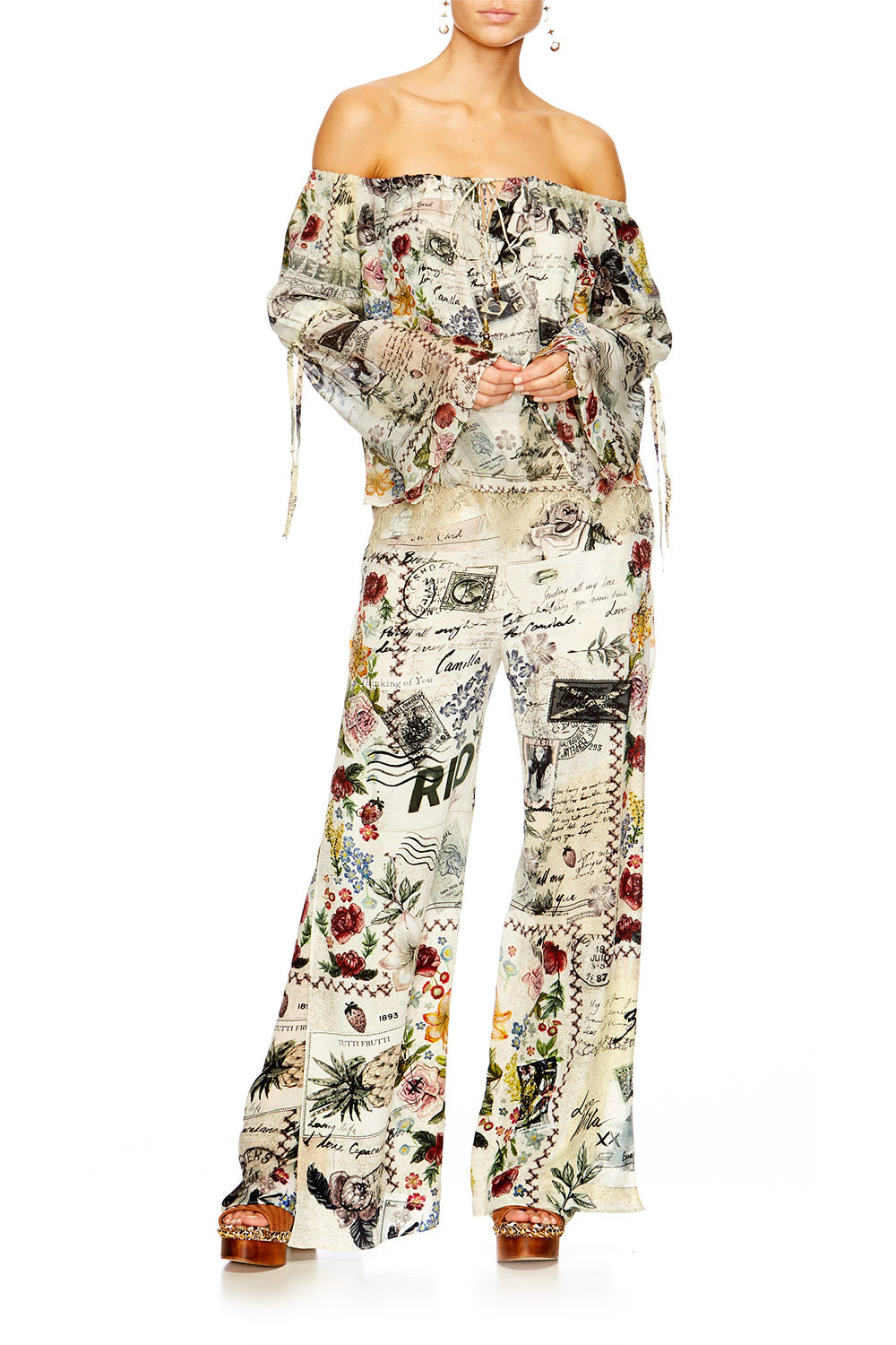 MEMORY LANE DROP SHOULDER BELL SLEEVE TOP