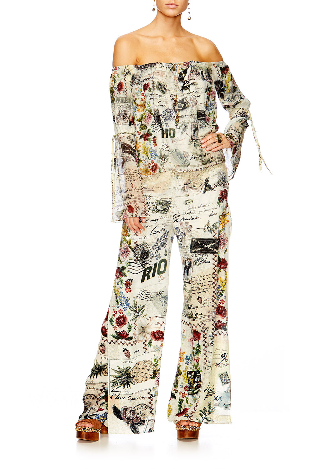 MEMORY LANE DROP SHOULDER BELL SLEEVE TOP