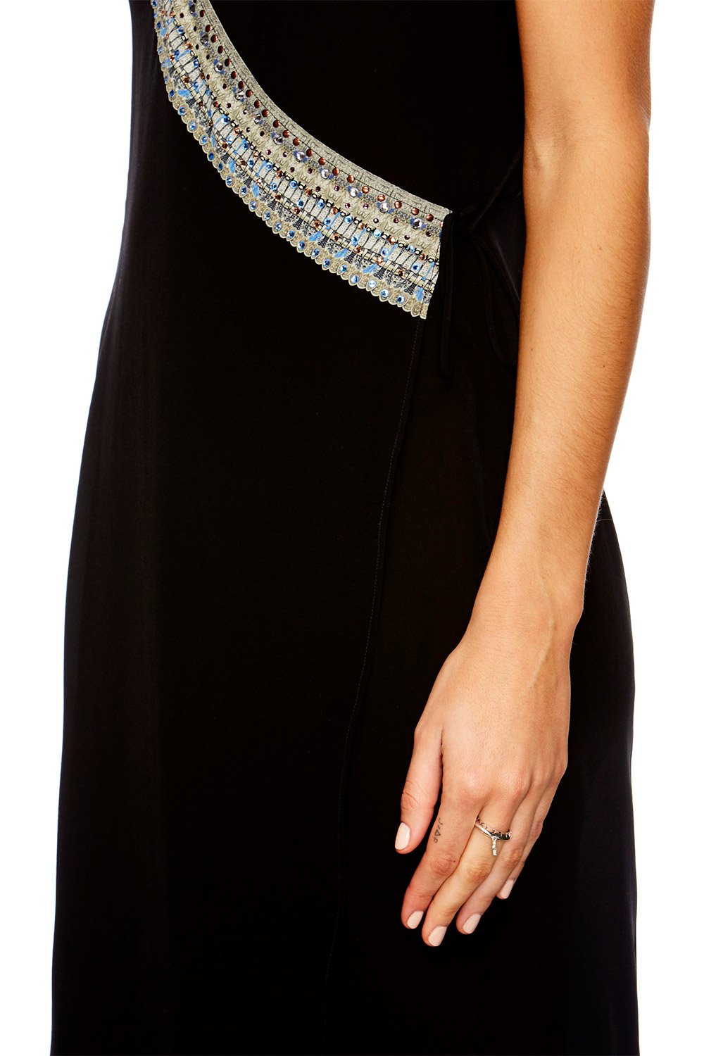 SILVER PLATED DROP MOTIF RING