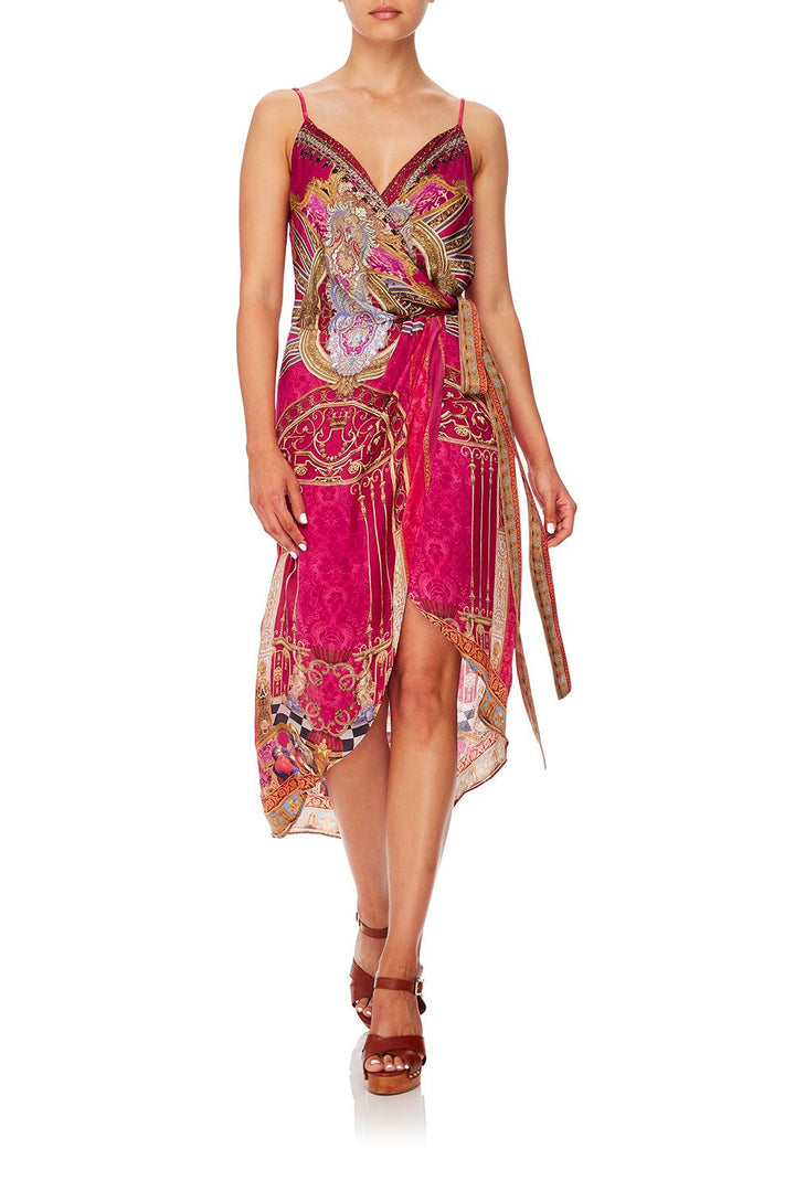 ASYMMETRICAL WRAP DRESS WITH STRAPS DINING HALL DARLING