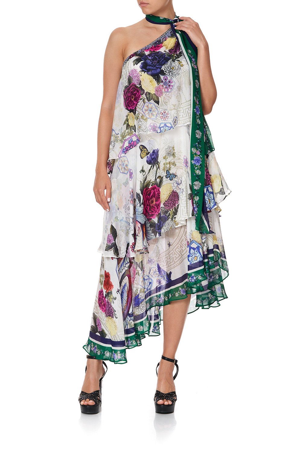 ASYMMETRICAL NECK TIE DRESS GENTLE MOON