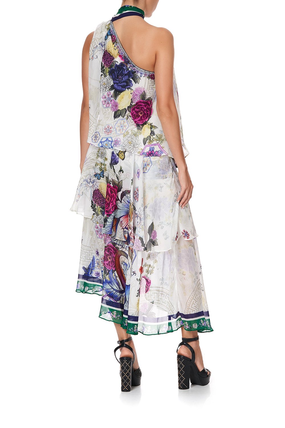 ASYMMETRICAL NECK TIE DRESS GENTLE MOON