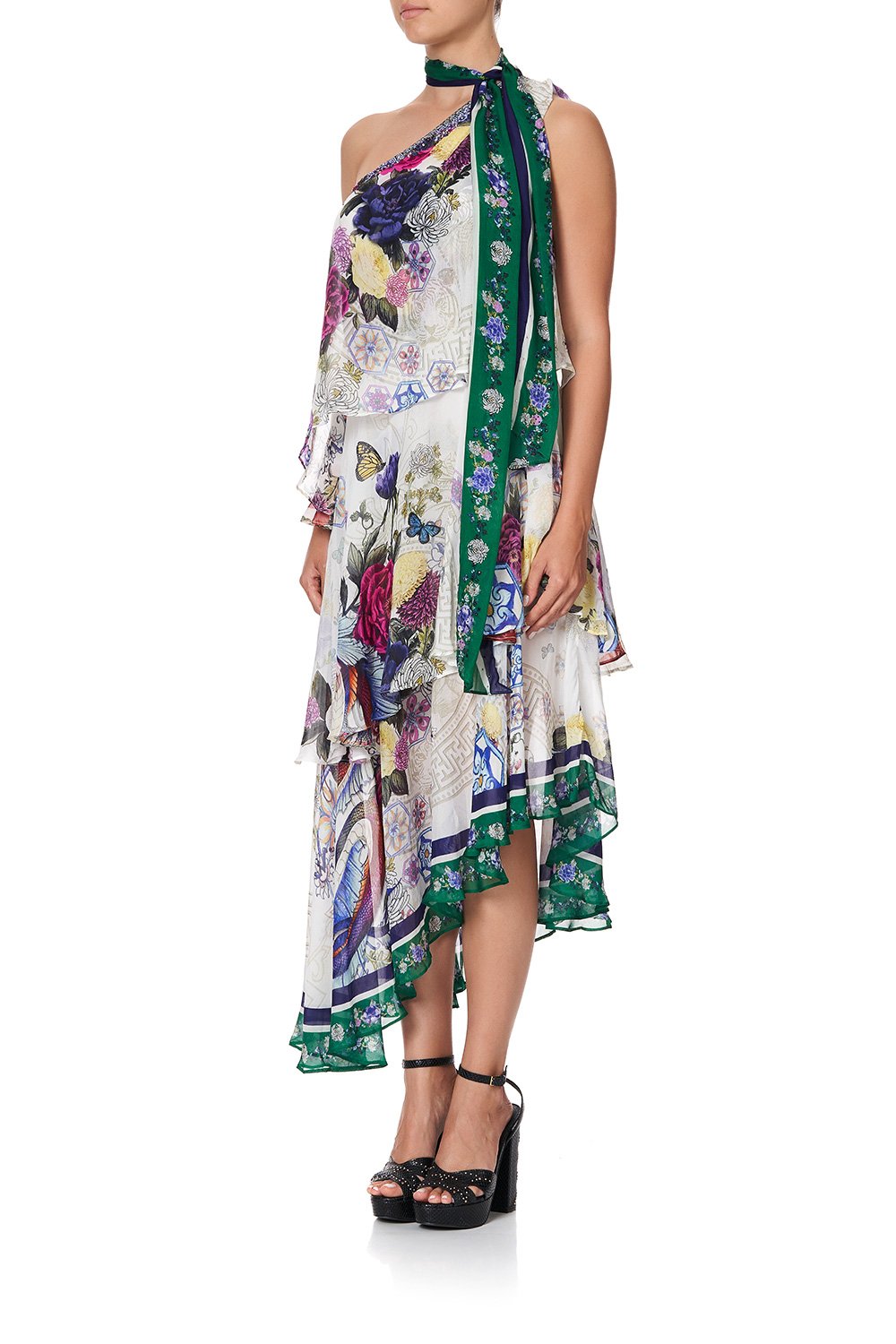 ASYMMETRICAL NECK TIE DRESS GENTLE MOON