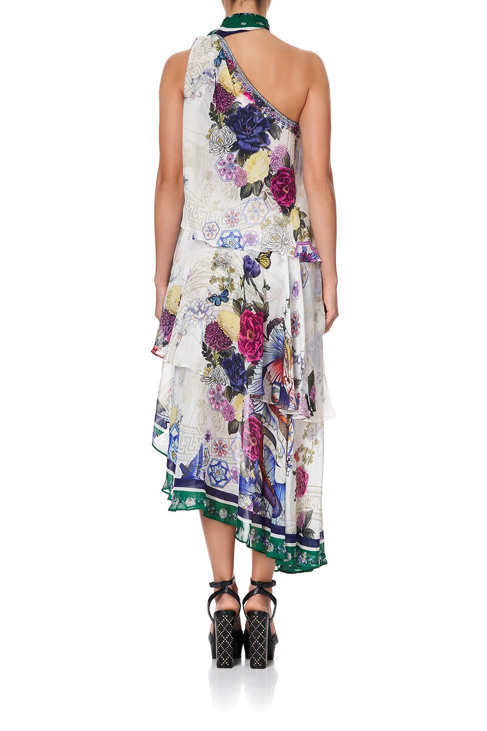 ASYMMETRICAL NECK TIE DRESS GENTLE MOON