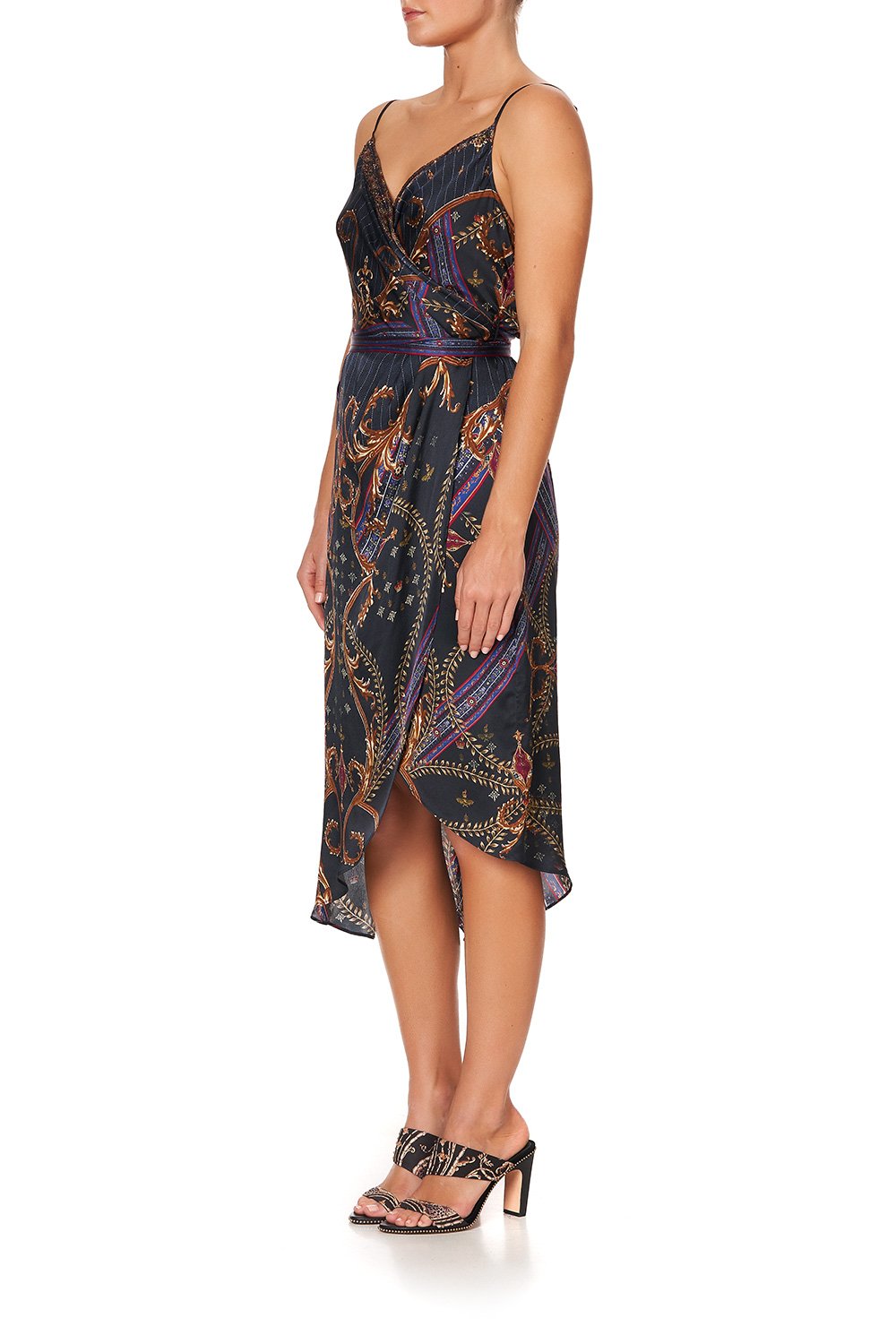 ASYMMETRICAL WRAP DRESS WITH STRAPS DINING HALL DARLING