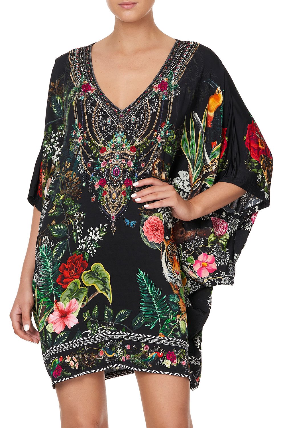 BAT SLEEVE DRESS RAISED WITH WOLVES