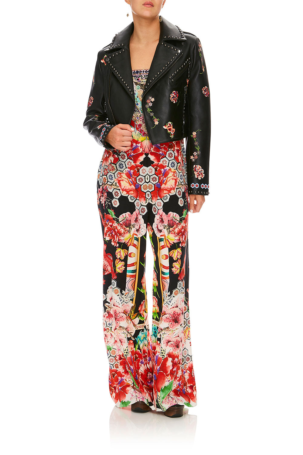 CAMILLA PAINTED LAND BIKER JACKET WITH TABS