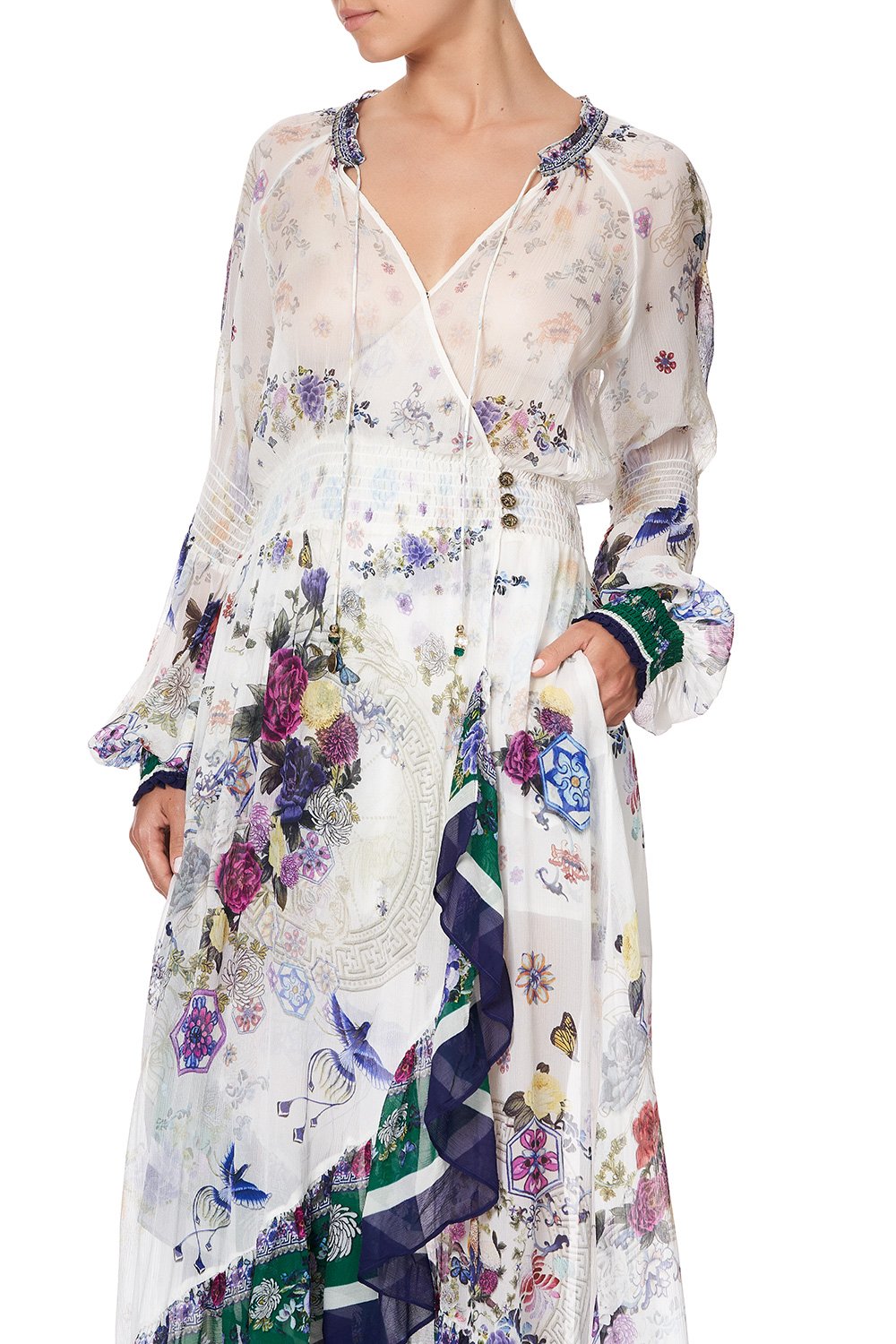 BLOUSON SLEEVE WRAP DRESS GENTLE MOON