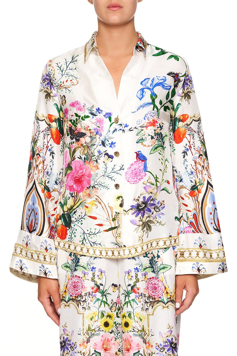 CAMILLA BUTTON DOWN SHIRT WITH CONTRAST BOHEME