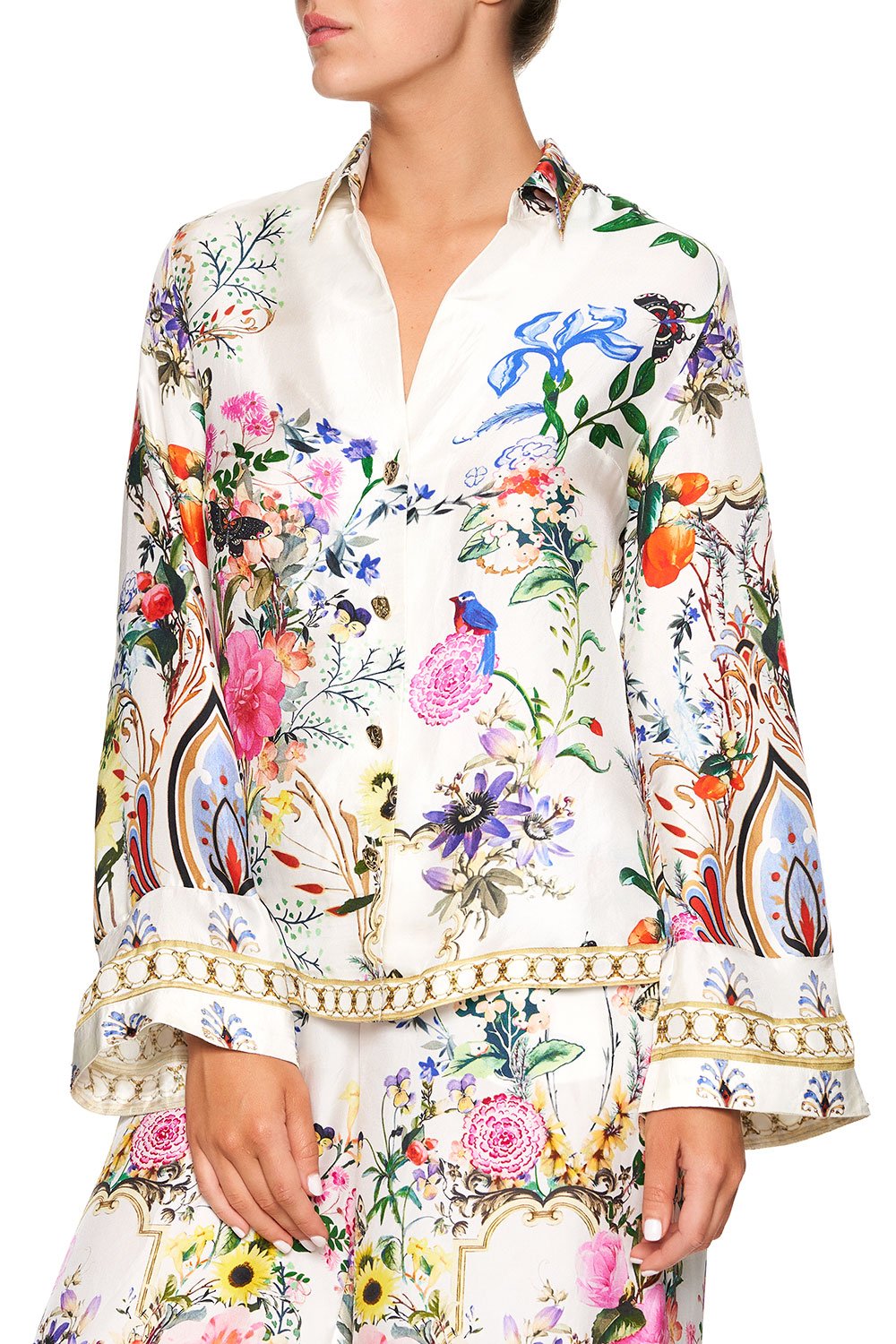 CAMILLA BUTTON DOWN SHIRT WITH CONTRAST BOHEME