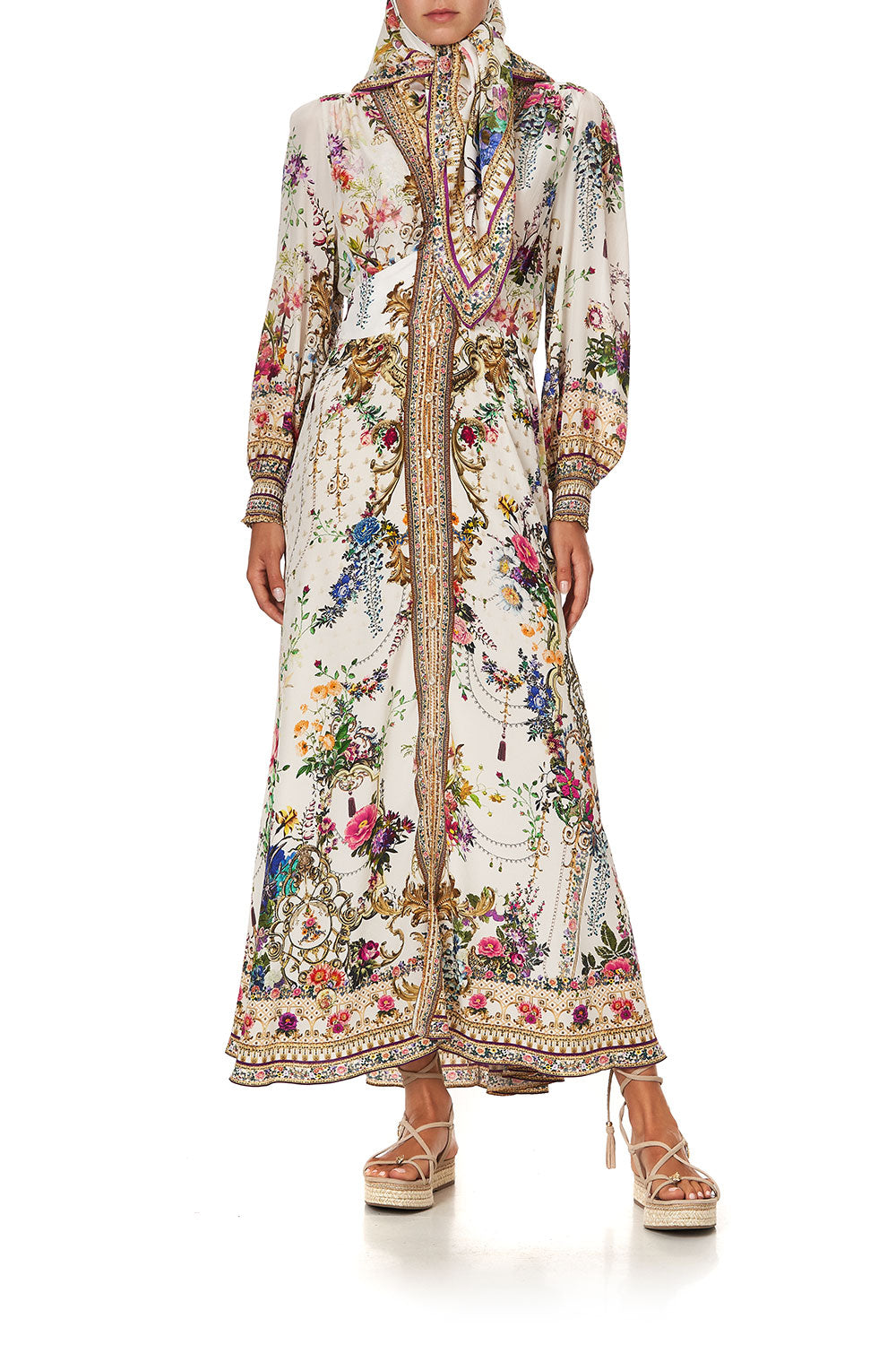 BUTTON DRESS WITH SHAPED WAISTBAND BY THE MEADOW