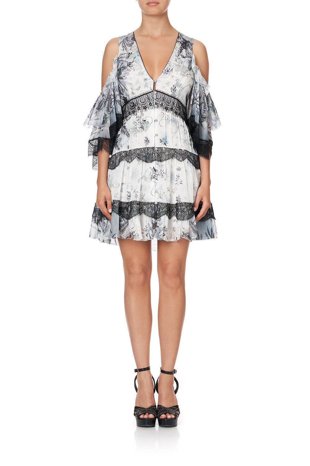 BUTTON UP DRESS WITH LACE INSERT MOONLIT MUSINGS