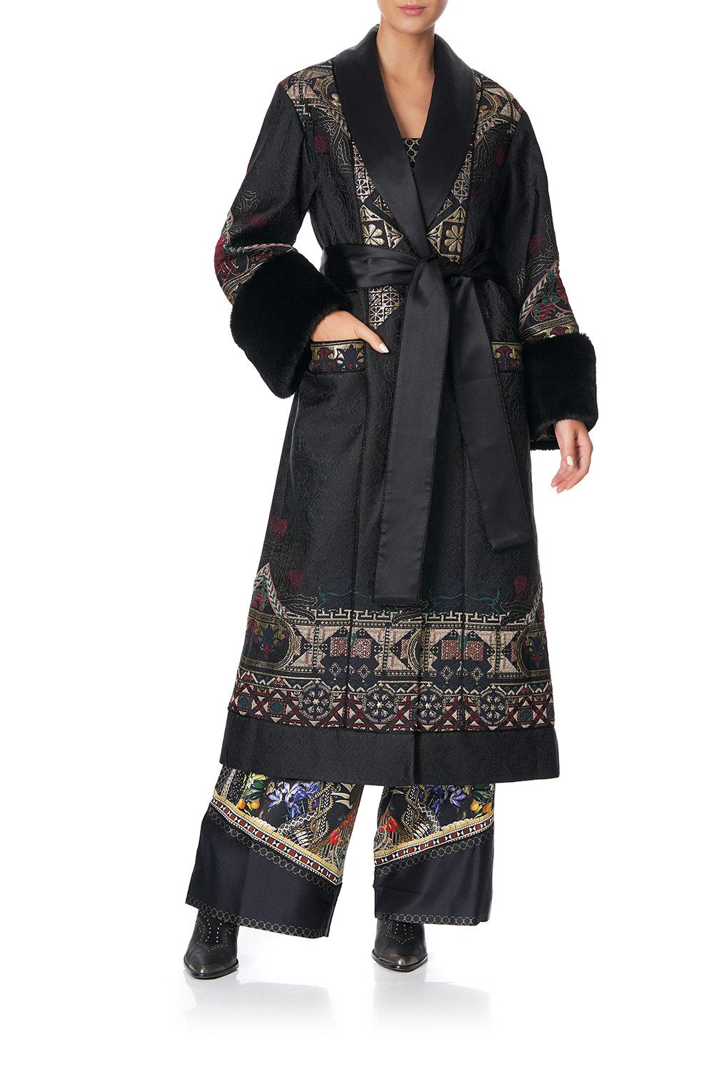 COAT WITH FAUX FUR CUFF AND COLLAR BOTANICAL CHRONICLES