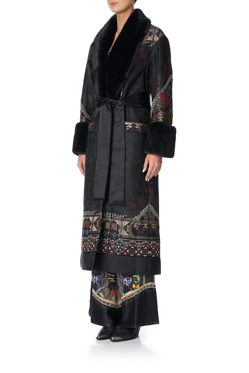 COAT WITH FAUX FUR CUFF AND COLLAR BOTANICAL CHRONICLES