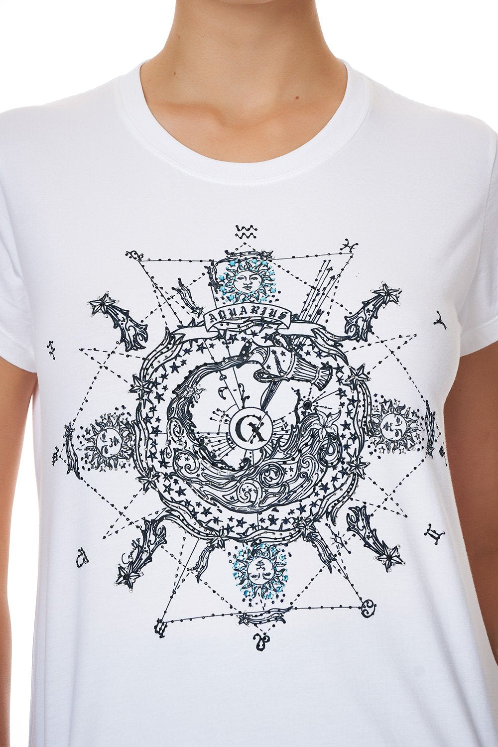 CURVED HEM FITTED TEE AQUARIUS