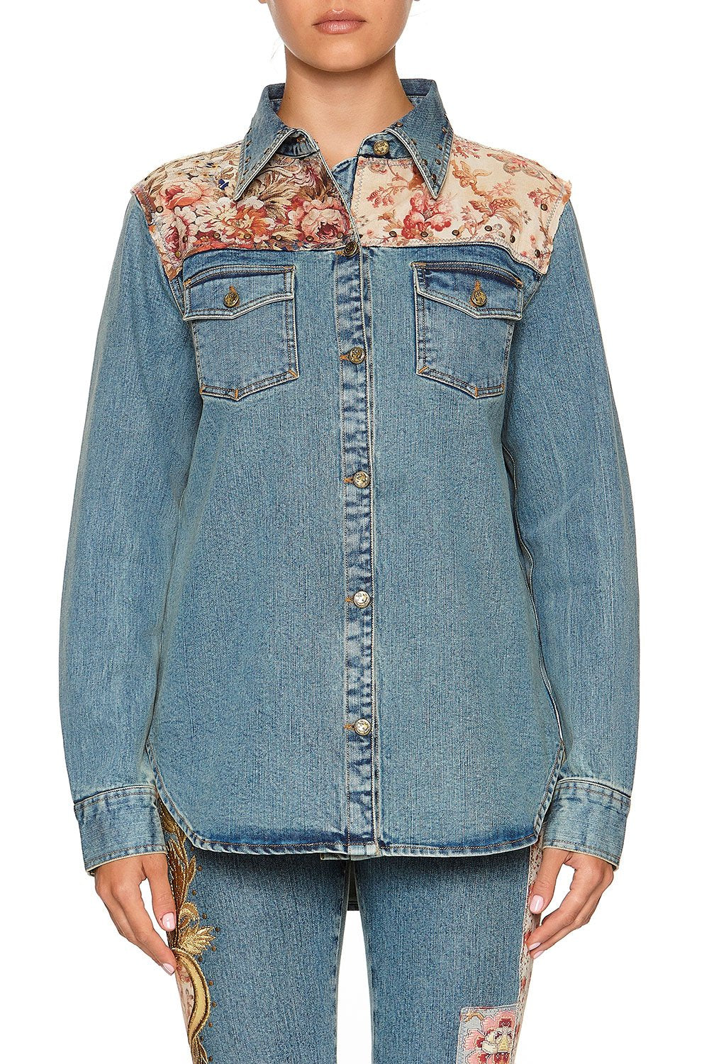 STUDDED DENIM SHIRT JEANNE QUEEN