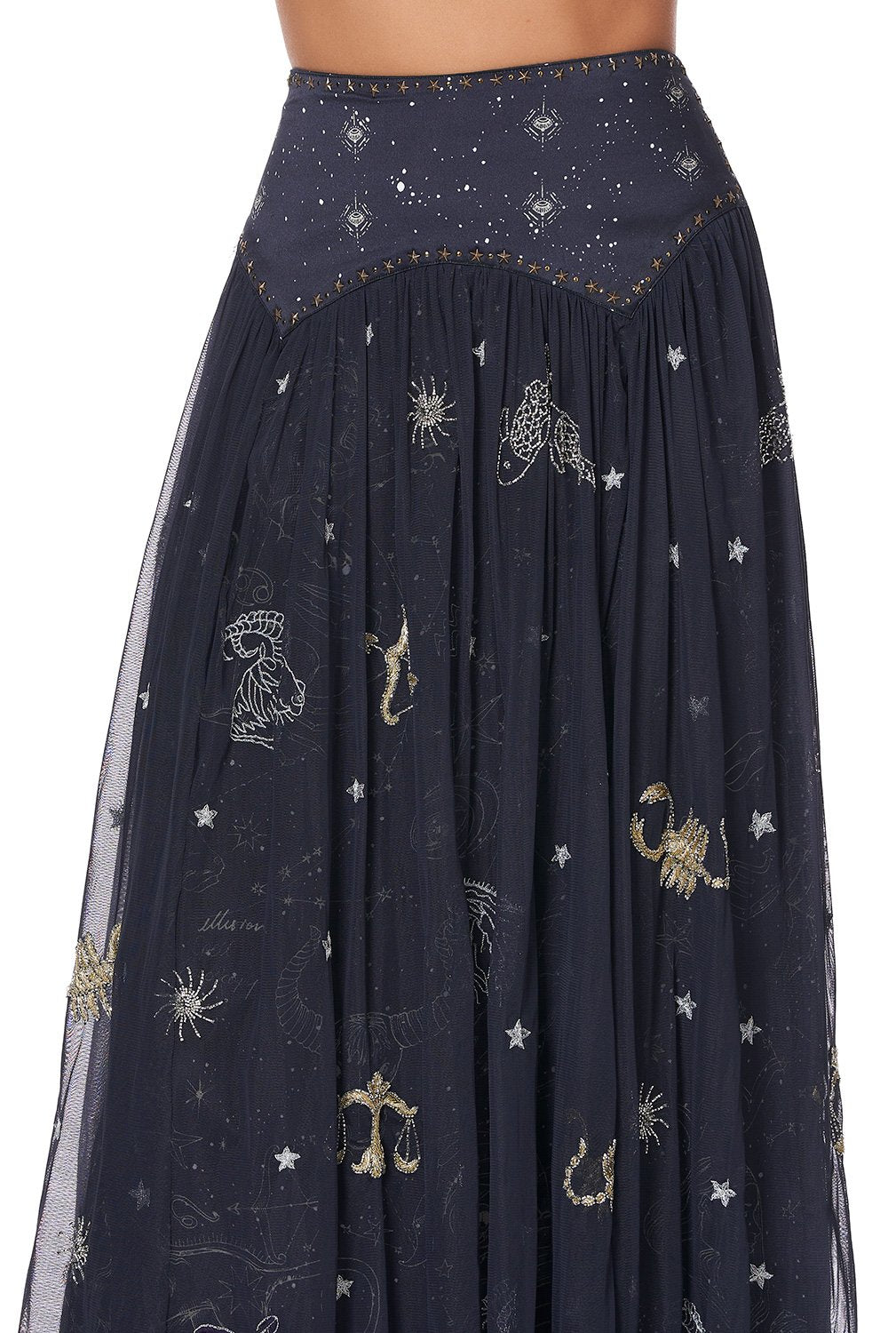 DOUBLE LAYER MAXI SKIRT WITH SHAPED YOKE ITS A SIGN