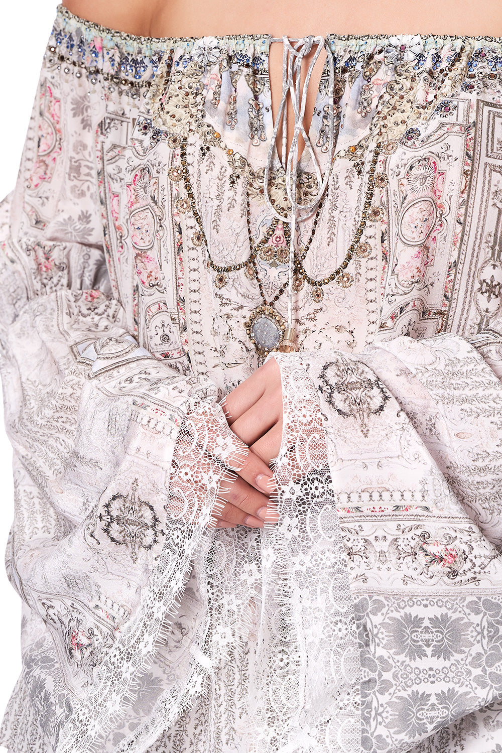 DROP SHOULDER BELL SLEEVE TOP CRYSTAL CASTLE