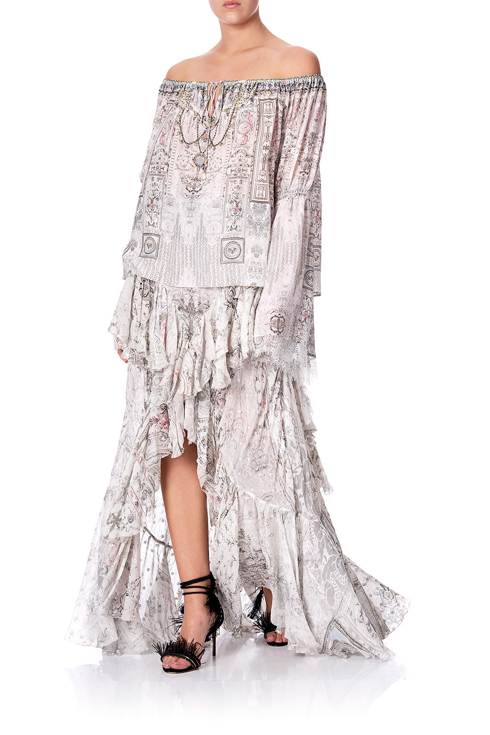 DROP SHOULDER BELL SLEEVE TOP CRYSTAL CASTLE