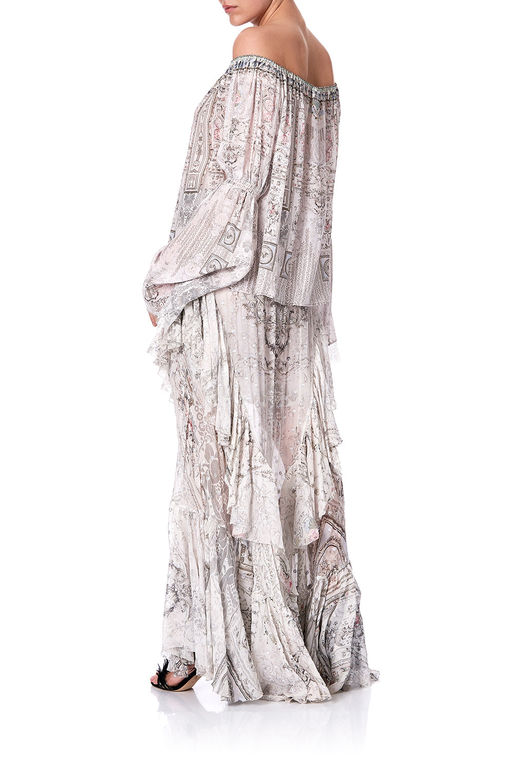 DROP SHOULDER BELL SLEEVE TOP CRYSTAL CASTLE