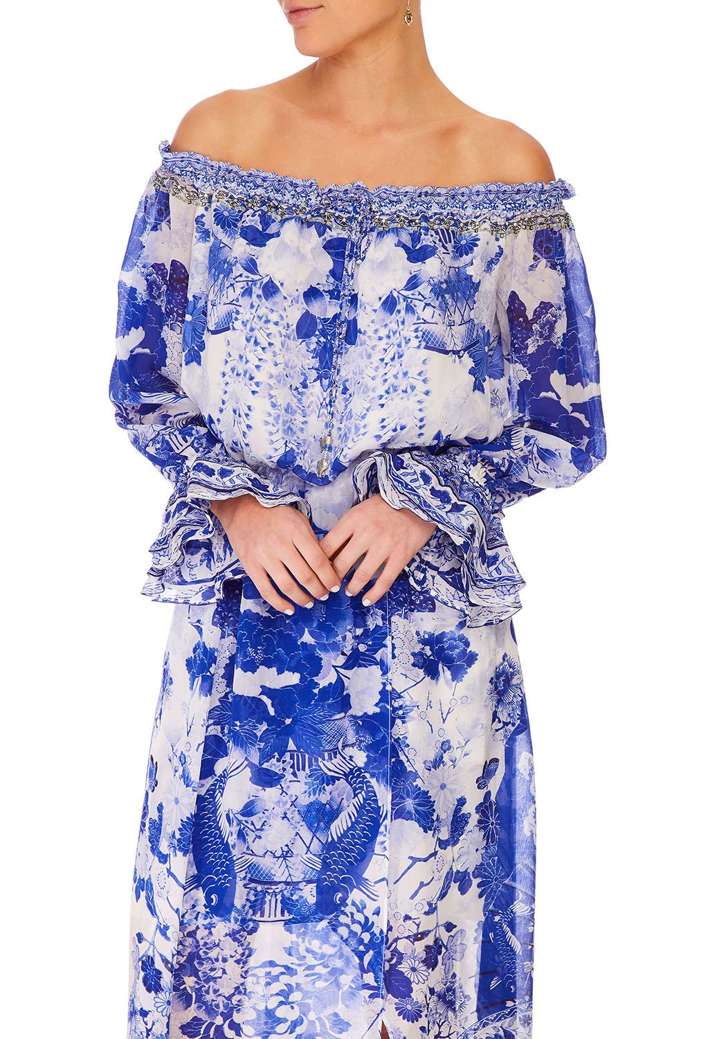 CAMILLA DROP SHOULDER SPLIT DRESS THE FAN SEA