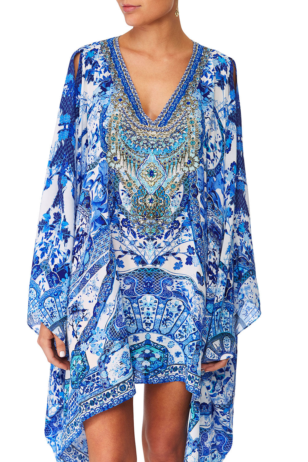 CAMILLA ETERNITYS EMPIRE FRONT SPLIT SHORT KAFTAN