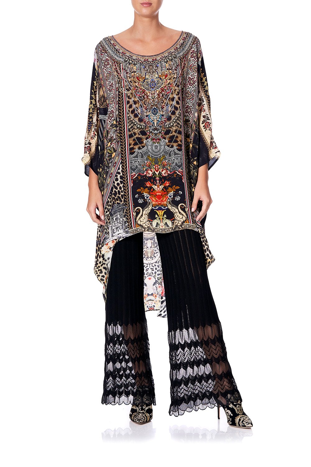 SCOOP BACK HEM DRESS MARAIS AT MIDNIGHT