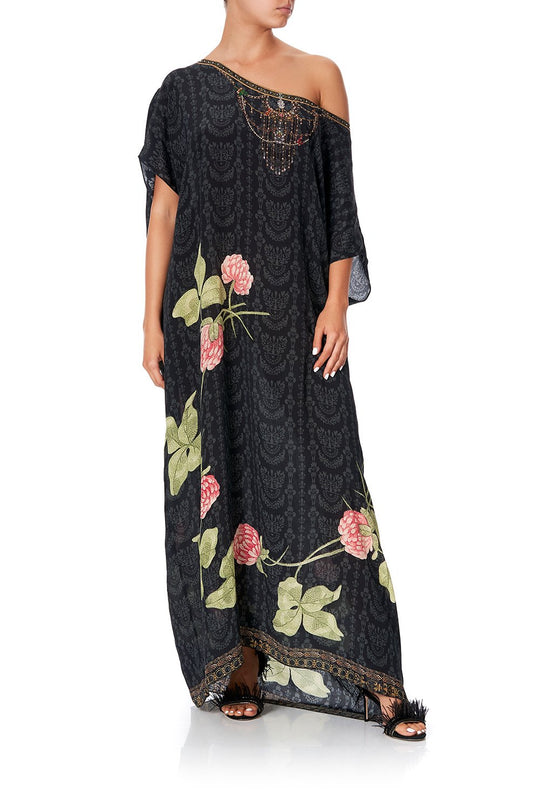SLIM ROUND NECK KAFTAN SOLID BLACK
