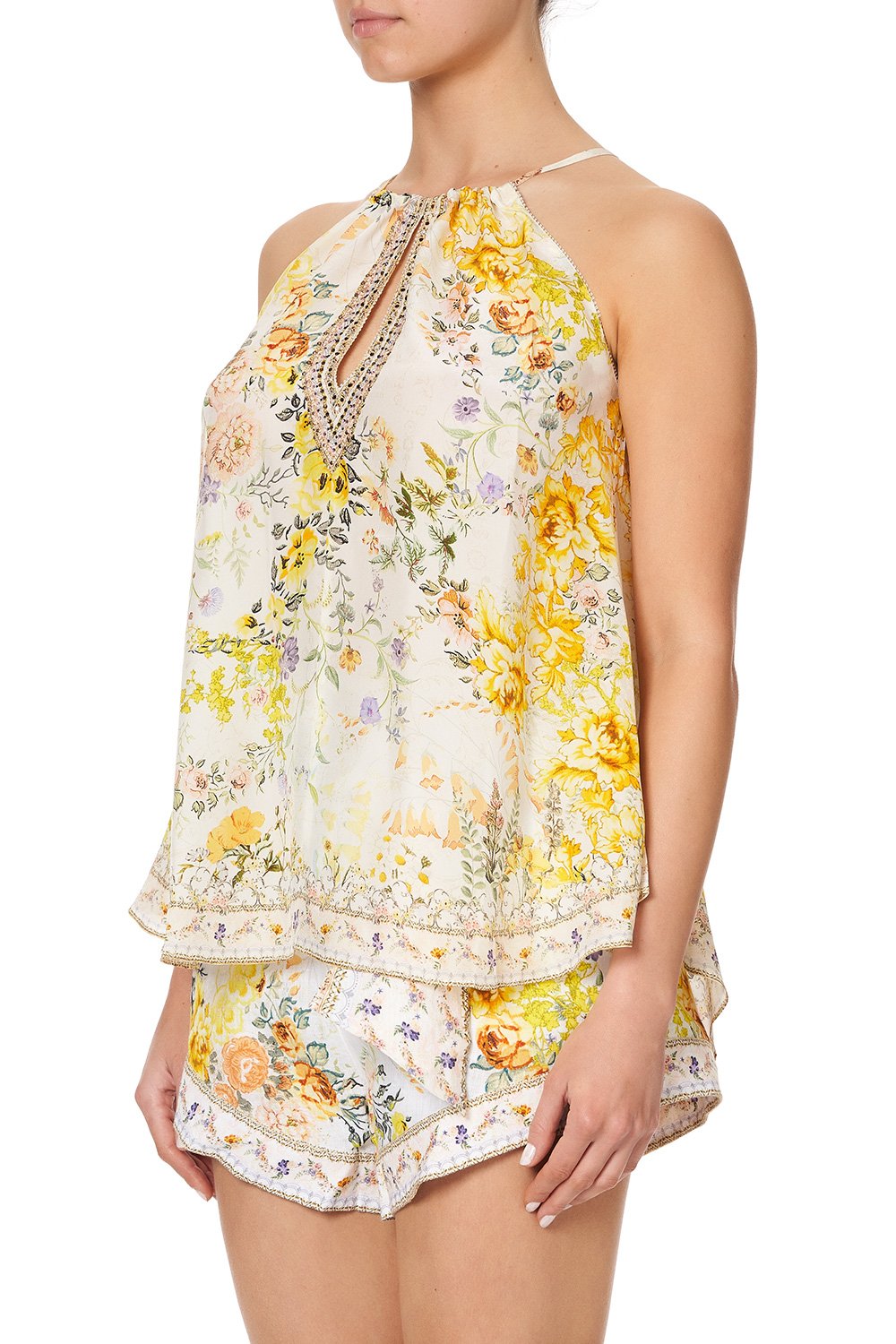 FLARED CAMI W NECK TIE IN THE HILLS OF TUSCANY