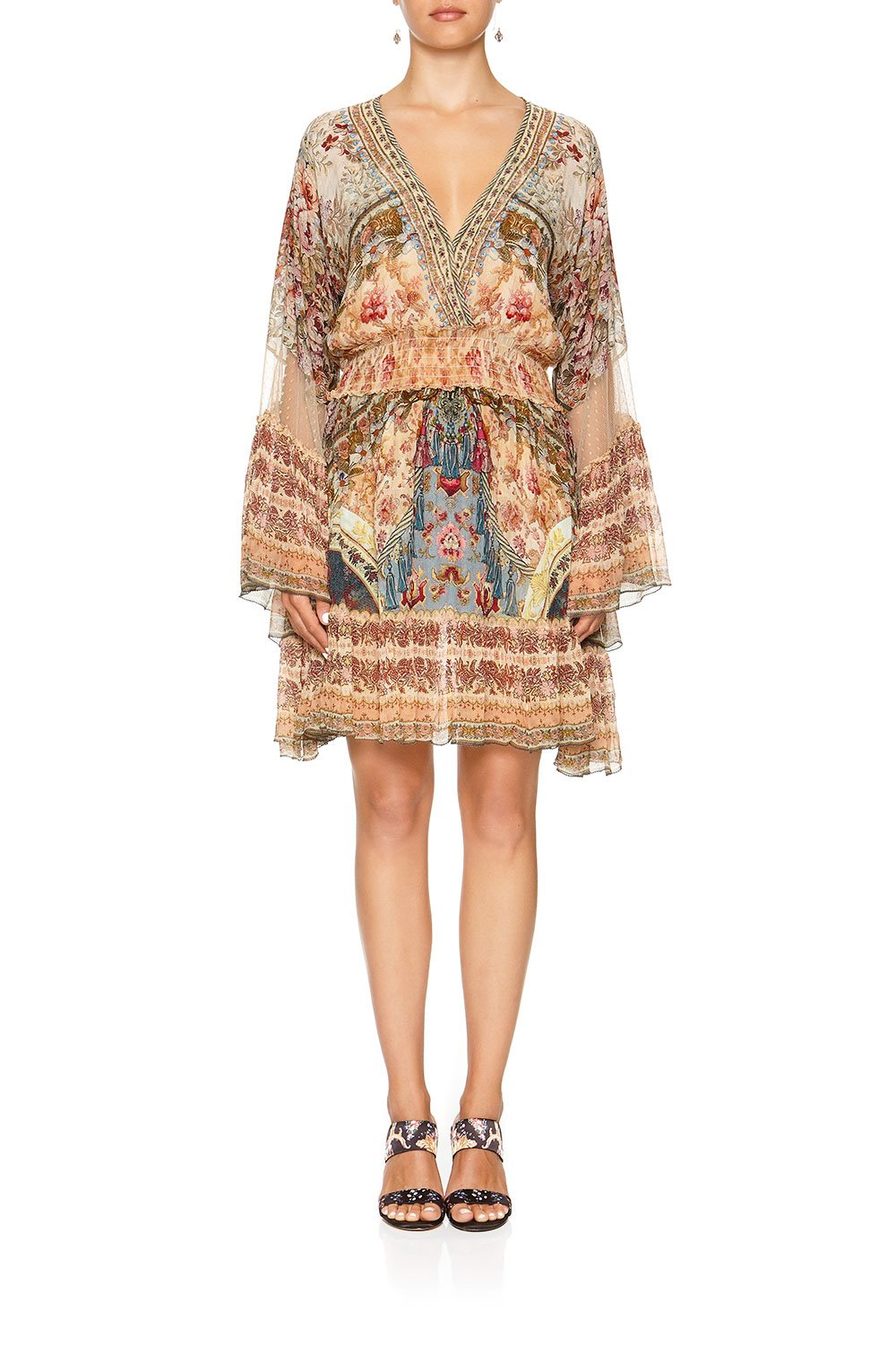 FLARED DRESS WITH SHIRRED WAIST JEANNE QUEEN