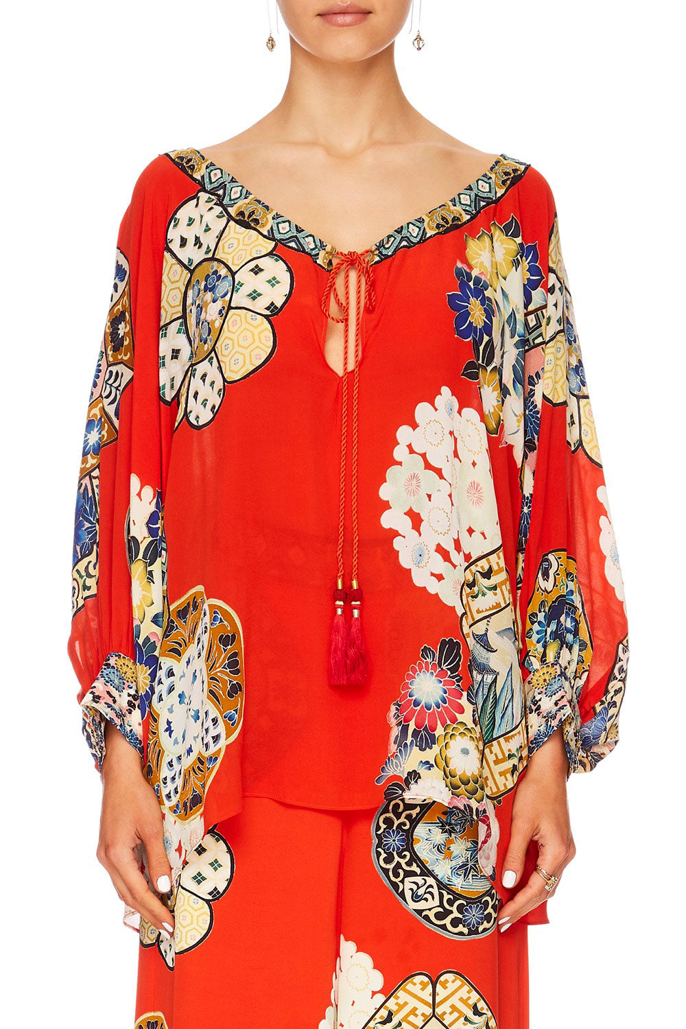 CAMILLA FOUND IN TRANSLATION RAGLAN SLEEVE BLOUSE WCUFF