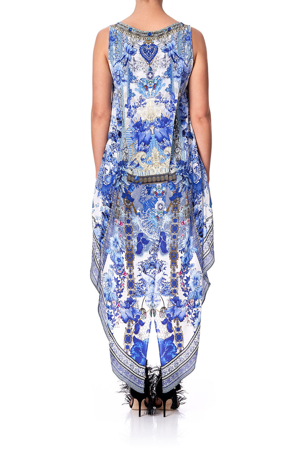 HIGH LOW CROSS BACK TOP PAINTED PROVINCIAL