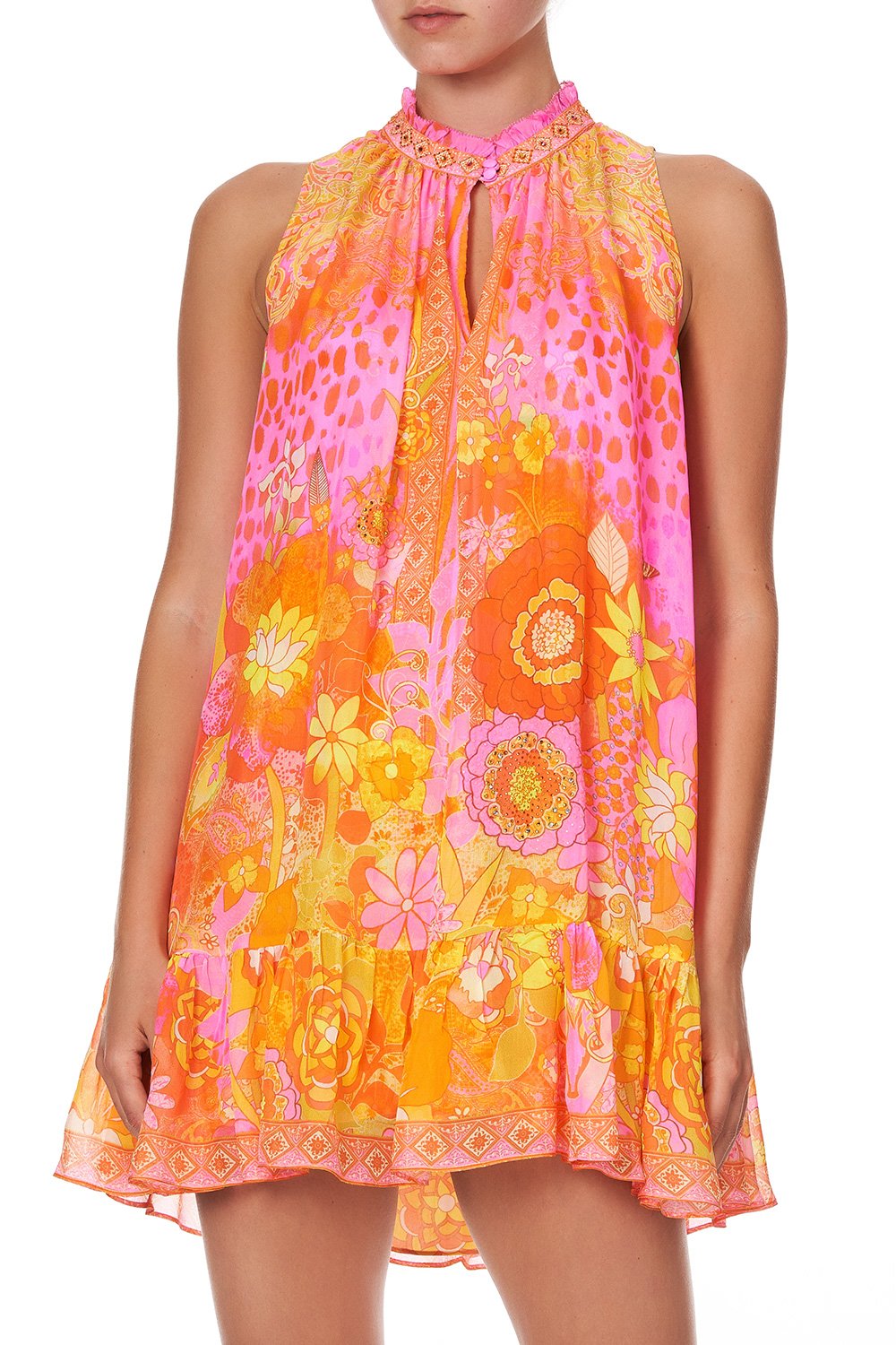 HIGH NECK RUFFLE DRESS HAIR HAIR HAIR