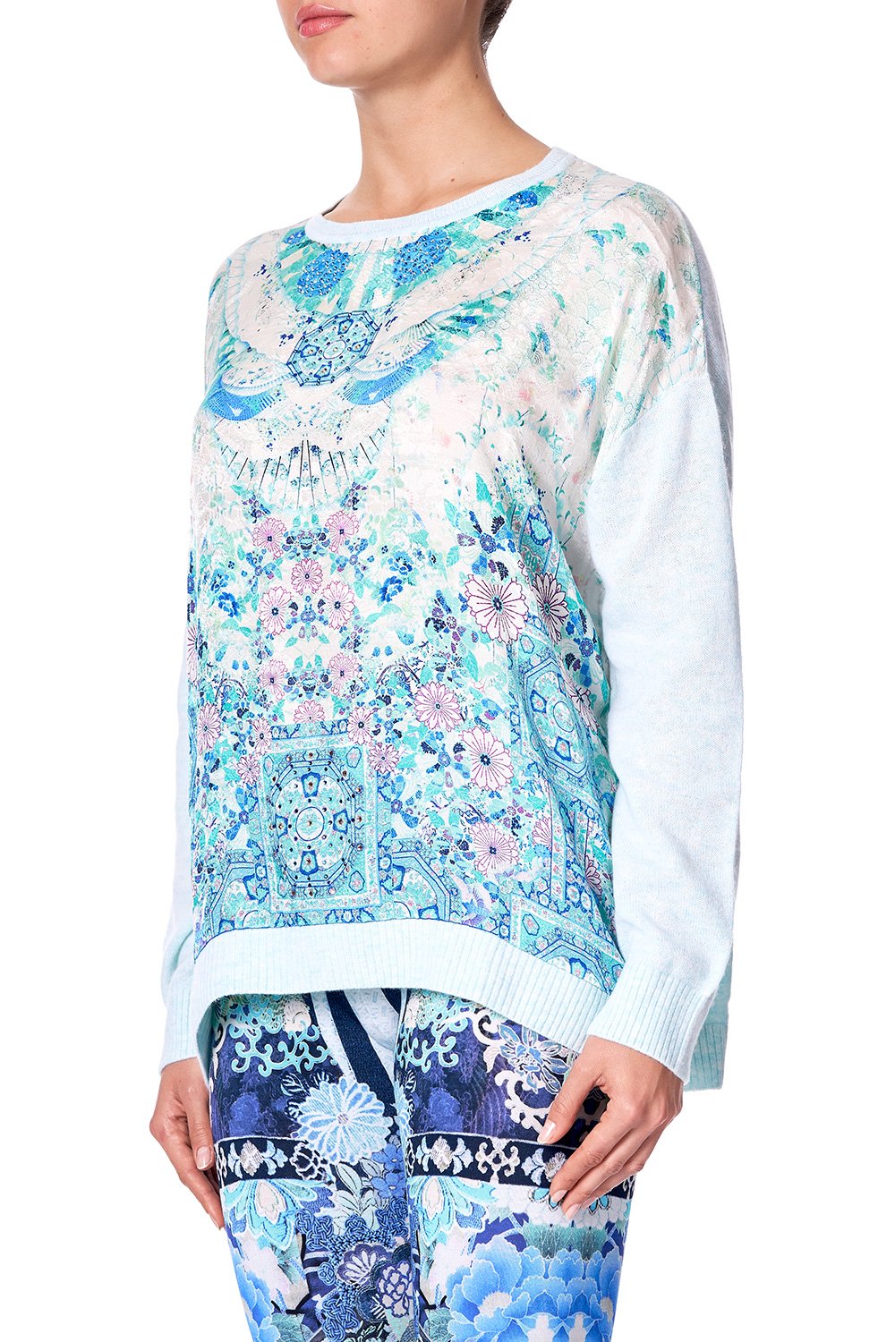 LOOSE FIT JUMPER WITH KNIT BACK HEAD IN THE CLOUDS