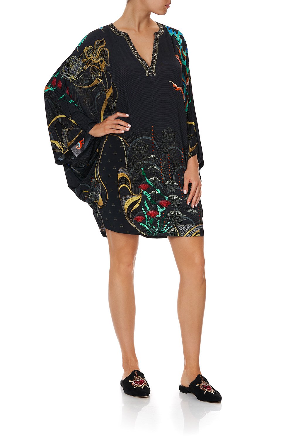 JERSEY SHORT KAFTAN WITH CURVED HEM WISE WINGS