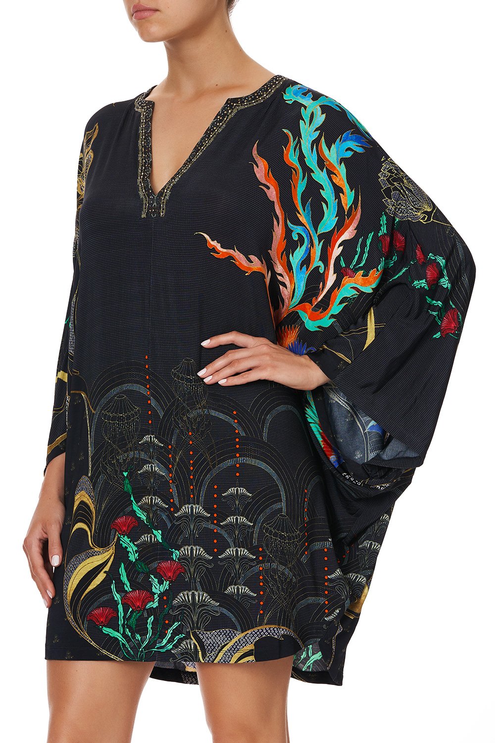 JERSEY SHORT KAFTAN WITH CURVED HEM WISE WINGS