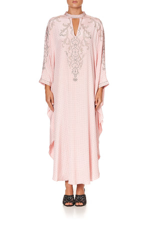 KAFTAN WITH HIGH COLLAR STAND LUXE PINK