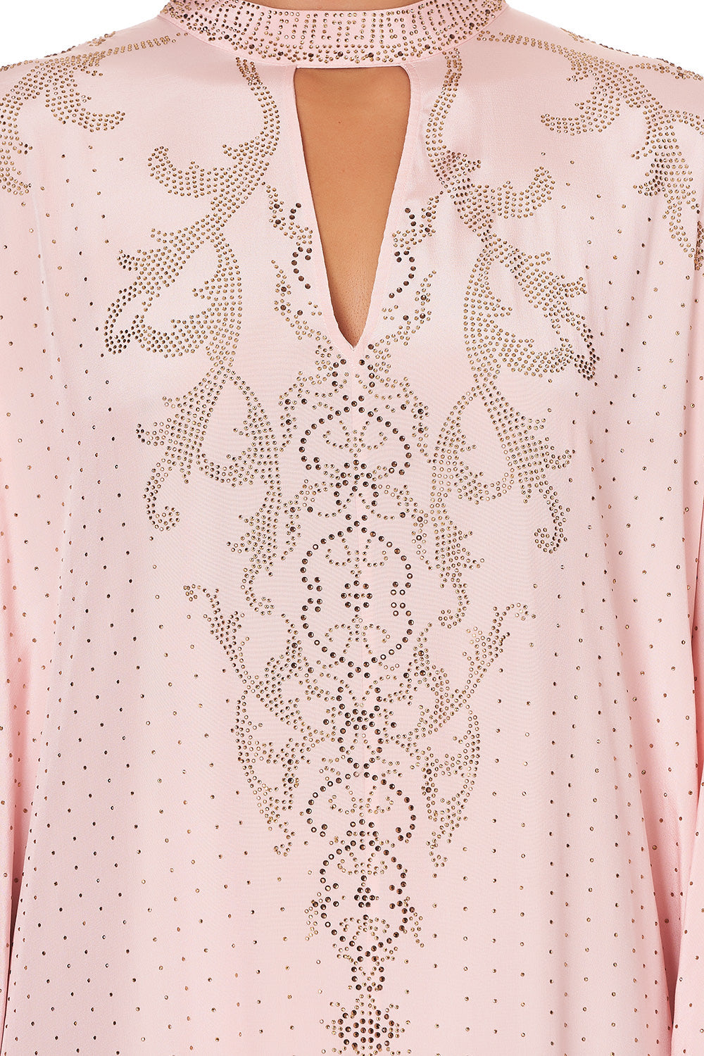 KAFTAN WITH HIGH COLLAR STAND LUXE PINK
