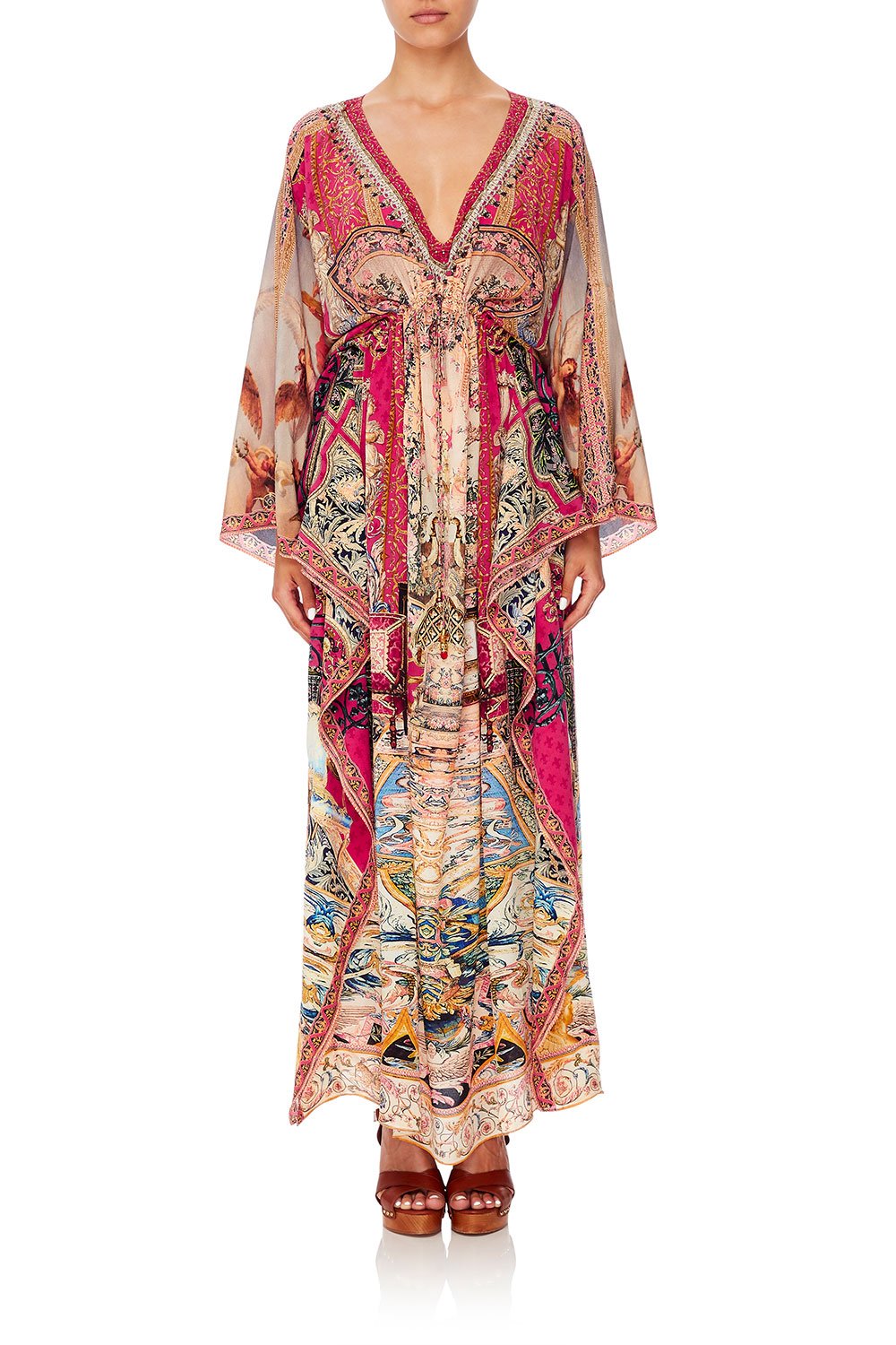 V-NECK KAFTAN WITH TIE WAIST LOUNGE HOUR