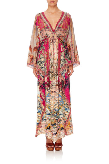 V-NECK KAFTAN WITH TIE WAIST LOUNGE HOUR
