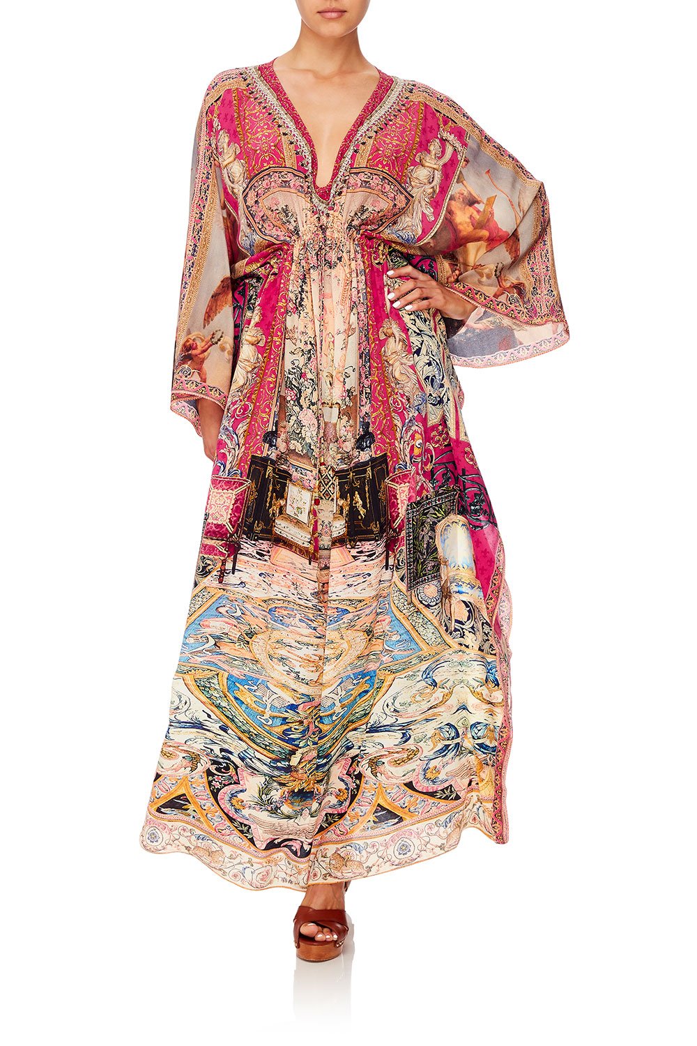 V-NECK KAFTAN WITH TIE WAIST LOUNGE HOUR