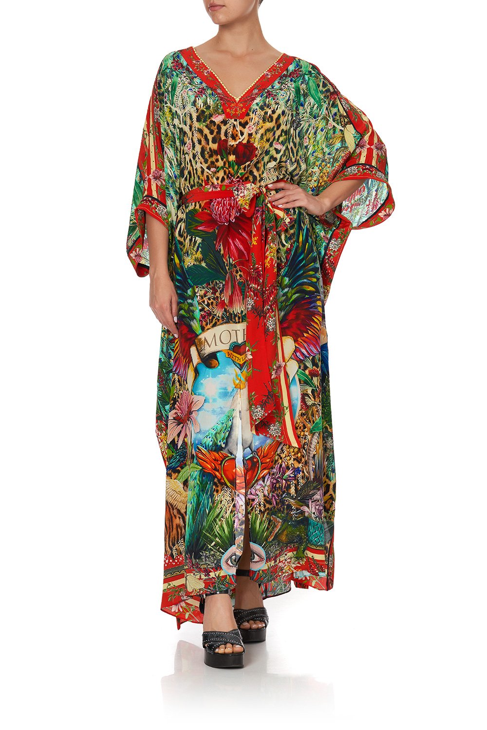 KAFTAN WITH V-NECKBAND AND BELT FARAWAY TREE